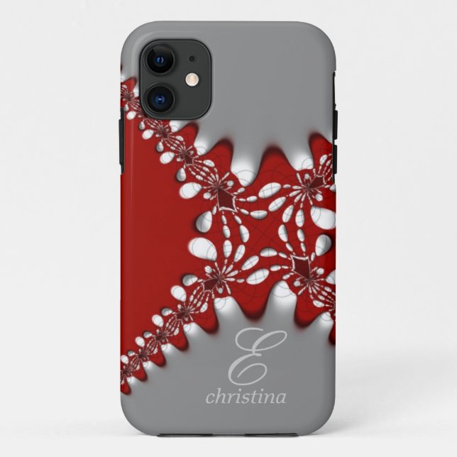 Red Silver Tribal Lace Fraktale Monogram iPhone 5 Case-Mate iPhone Hülle (Rückseite)