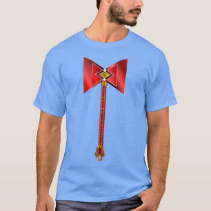 Red Silver und Gold Chango DoubleHeaded Thunder Ax T-Shirt