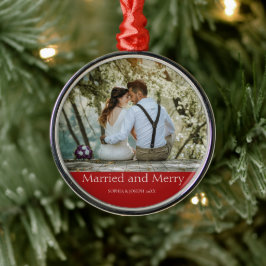 Red Simple Christmas Verheiratet und Merry Newlywe Ornament Aus Metall
