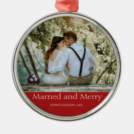 Red Simple Christmas Verheiratet und Merry Newlywe Ornament Aus Metall