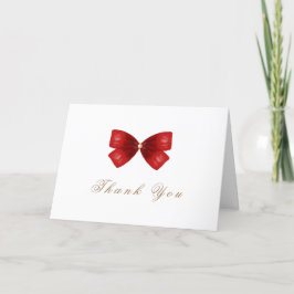 Red Simple Eleganine Watercolor Bow Baby Shower Dankeskarte