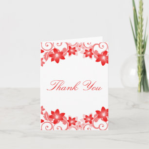 Red Simple Floral Danke Card