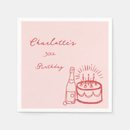 RED simple Hand Drawn 30. Geburtstag Napkins Serviette