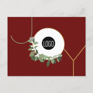 Red Simple Joy Customizable Business Logo Feiertagspostkarte