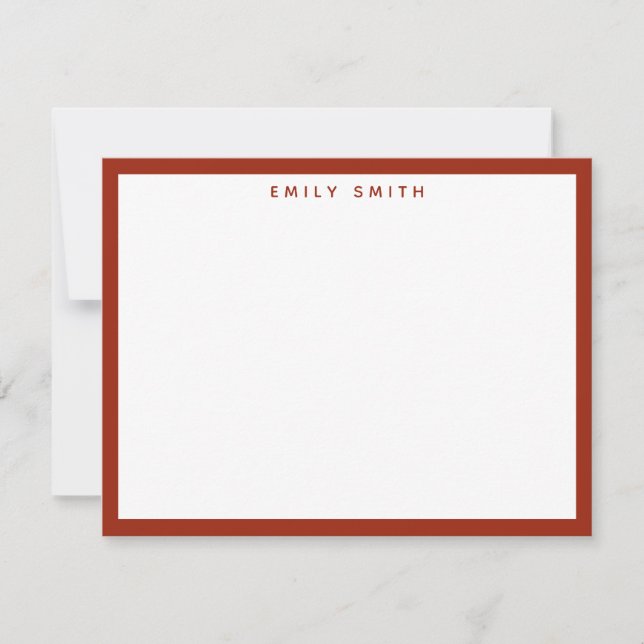 Red Simple Modern Note Card Mitteilungskarte (Vorderseite)