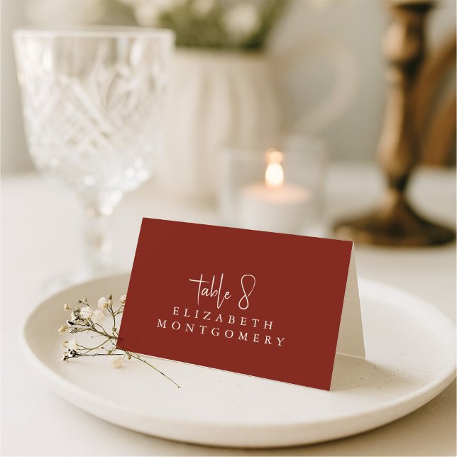 Red Simple Modern Wedding Calligraphy Tischnummer (Von Creator hochgeladen)