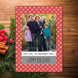 Red Simple Snowflake Foto Flat Card Feiertagskarte