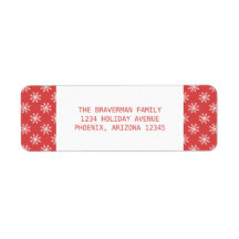 Red Simple Snowflake Holiday Address Labels