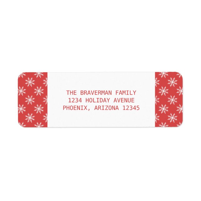 Red Simple Snowflake Holiday Address Labels (Vorne)