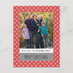 Red Simple Snowflake Holiday Foto Postcard Feiertagspostkarte