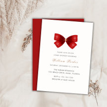 Red Simple Watercolor Bow Baby Dusche