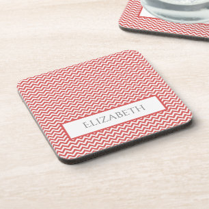 Red Simple Zickzack Beverage Coaster Getränkeuntersetzer