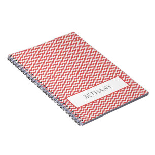 Red Simple Zickzack Personalisiertes Notebook Notizblock