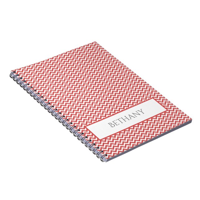 Red Simple Zickzack Personalisiertes Notebook Notizblock (Rechte Seite)