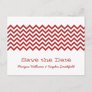 Red Simple Zickzack Save the Date Postcard Ankündigungspostkarte