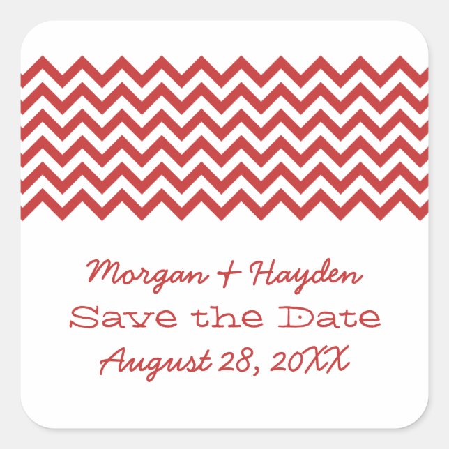 Red Simple Zickzack Save the Date Stickers (Vorderseite)