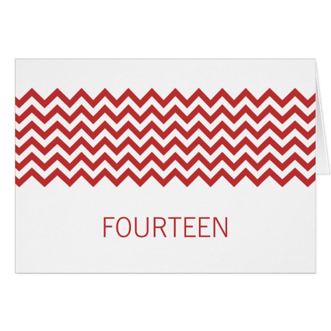 Red Simple Zickzack Tischnummer Card (Vorderseite (Horizontal))