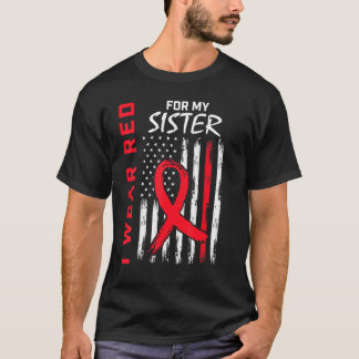 Red Sister Heart Disease Awareness USA Flag Matchi T-Shirt