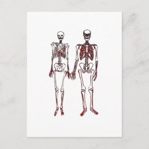 Red Skeleton Couple Postkarte