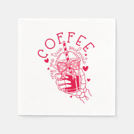 Red Skeleton Hand Coffee Soulmate Hearts Serviette