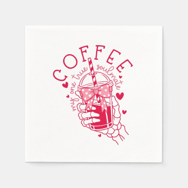 Red Skeleton Hand Coffee Soulmate Hearts Serviette (Vorderseite)