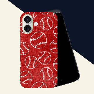 Red Sketched Baseball iPhone 16 Hülle
