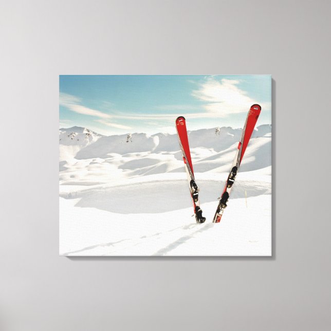 Red Skis Leinwanddruck (Vorderseite)