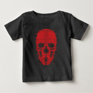 Red Skull Glitch Art Baby T-shirt