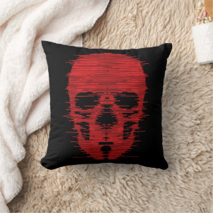 Red Skull Glitch Art Kissen