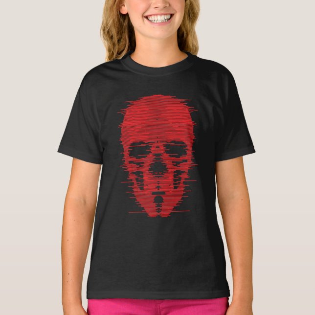 Red Skull Glitch Art T-Shirt (Vorderseite)