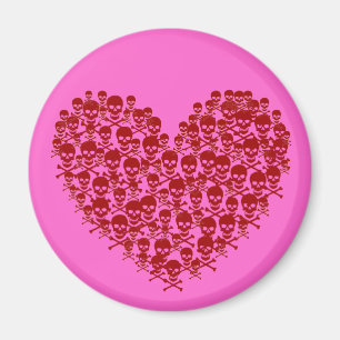 Red Skull Heart Magnet