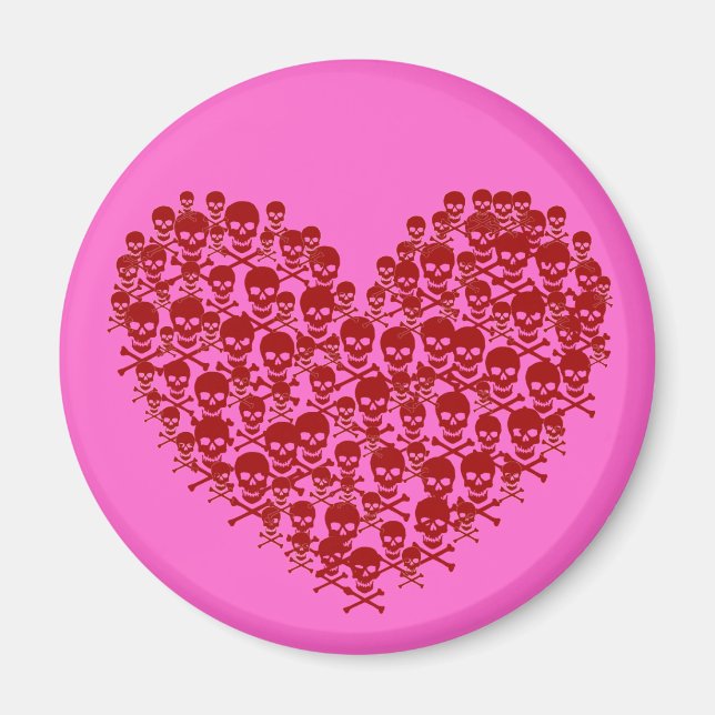 Red Skull Heart Magnet (Vorne)