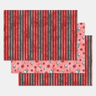 Red Skulls and Sunflower Series Design 11 Geschenkpapier Set