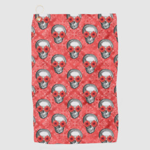 Red Skulls and Sunflower Series Design 13 Golfhandtuch