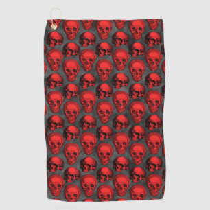 Red Skulls and Sunflower Series Design 1 Golfhandtuch