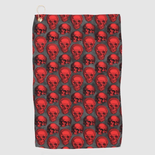 Red Skulls and Sunflower Series Design 1 Golfhandtuch (Vorderseite)