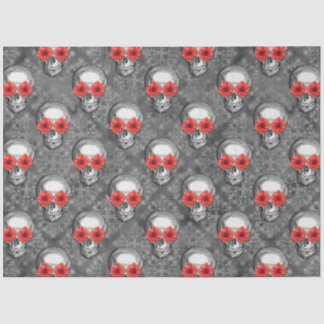 Red Skulls and Sunflower Series Design 3 Seidenpapier