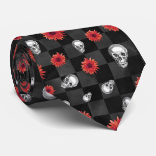 Red Skulls and Sunflower Series Design 7 Krawatte