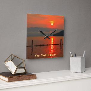 Red Sky at Morning Quadratische Wanduhr