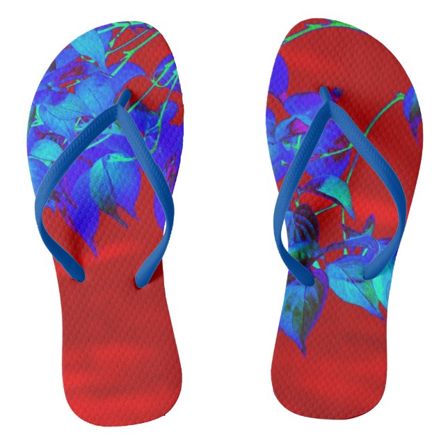 Red Sky Blue Blätter Flip Flops (Fußbett)