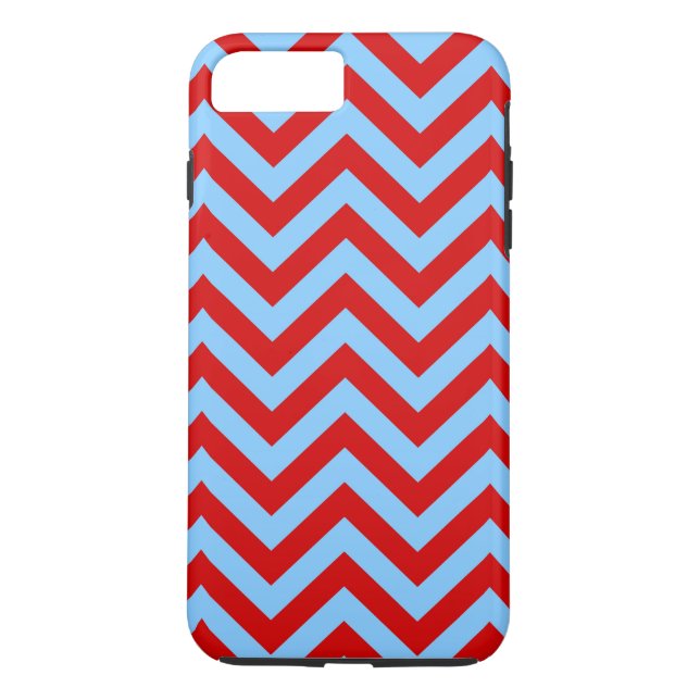 Red, Sky Blue Large Zickzack ZigZag Muster Case-Mate iPhone Hülle (Rückseite)