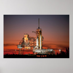 Red Sky for Space Shuttle Atlantis Start Poster