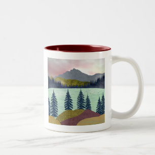 Red Sky Lake Landschaft Zweifarbige Tasse