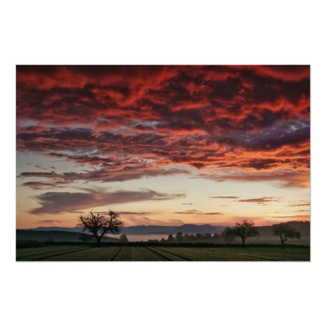 Red Sky Schöne Landschaft Poster (Vorderseite)