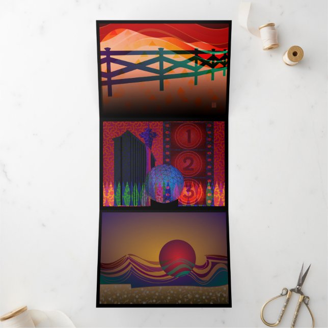 Red Sky Trifold Card Dreifach Gefaltete Karte (Innenseite)