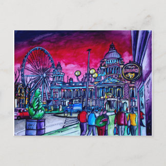 Red Sky über Belfast City Hall Postkarte