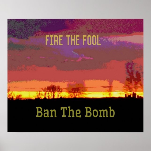 Red Skyscape #Banthebomb Politischer Widerstand Poster (Vorne)