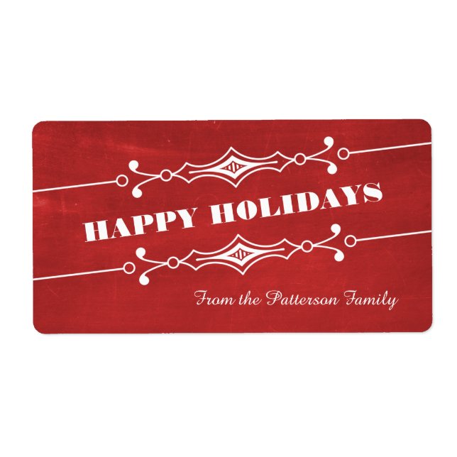 Red Slanted Chalkboard Holiday Labels (Vorne)