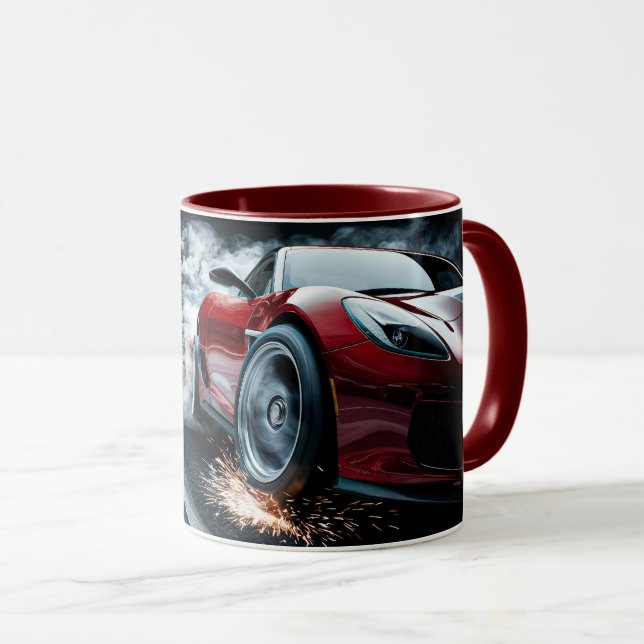 Red Sleek Drifting Sports Car Automotive Tasse (VorderseiteRechts)
