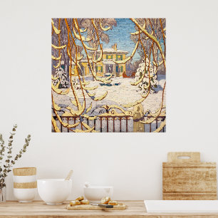 Red Sleigh House, Winter Lawren Harris Poster